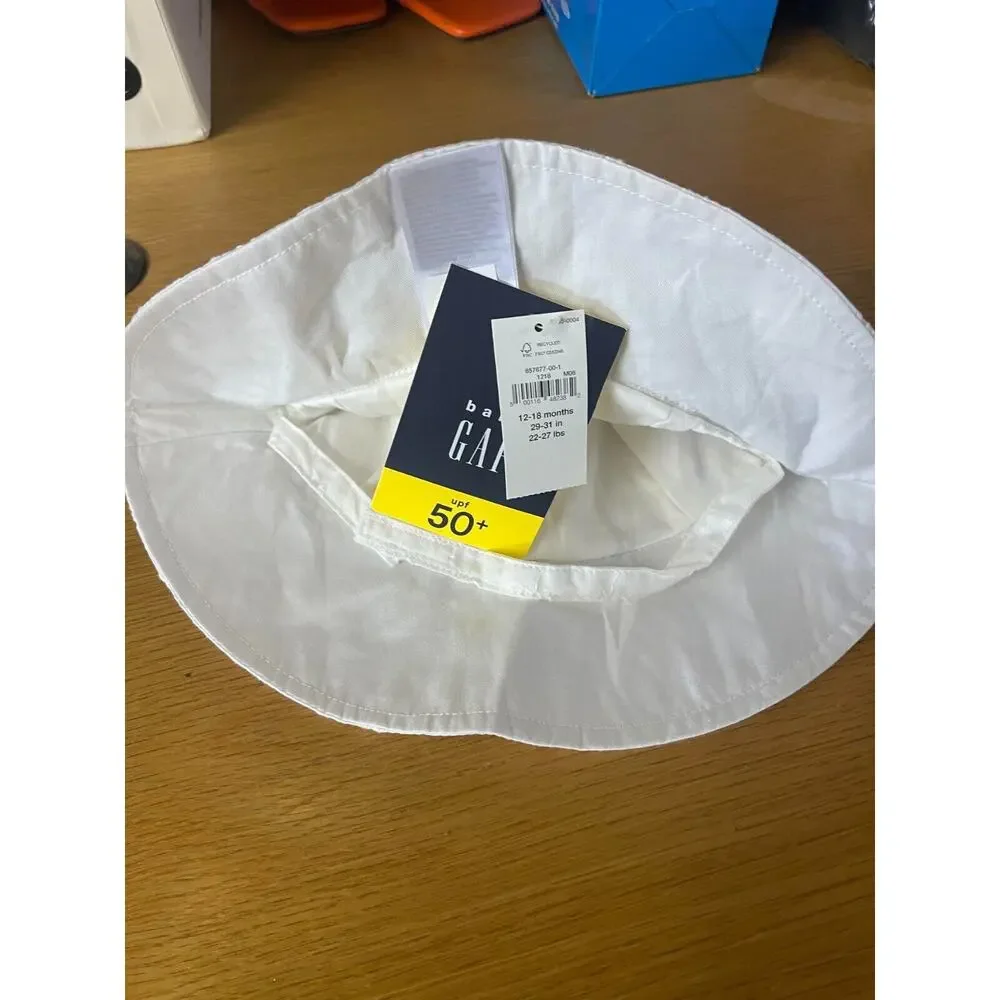 Gap Baby Eyelet Sun Hat 12-18 Months White UPF 50+